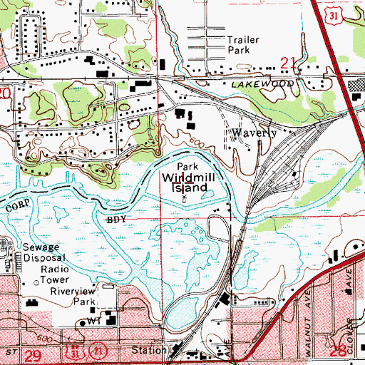 Topographic Map of Windmill Island, MI