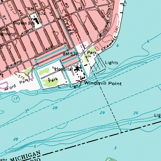Topographic Map of Windmill Point, MI