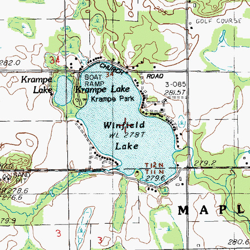 Topographic Map of Winfield Lake, MI
