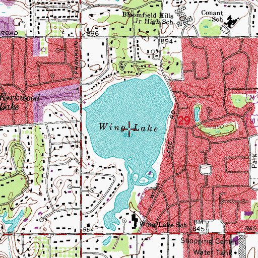 Topographic Map of Wing Lake, MI