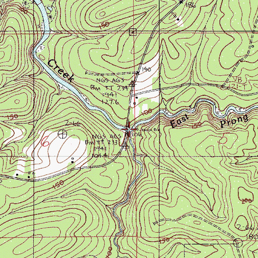 Topographic Map of East Prong Silas Creek, AL