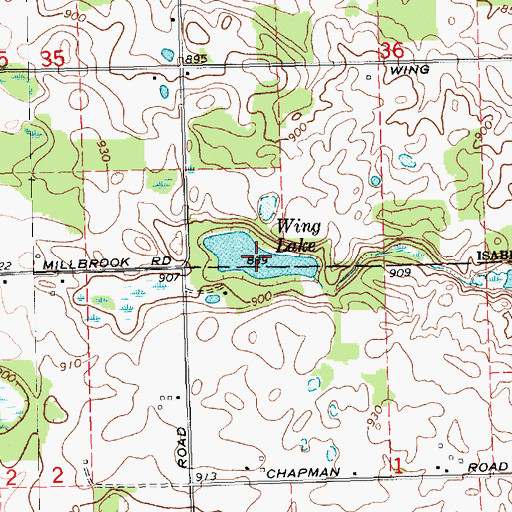 Topographic Map of Wing Lake, MI