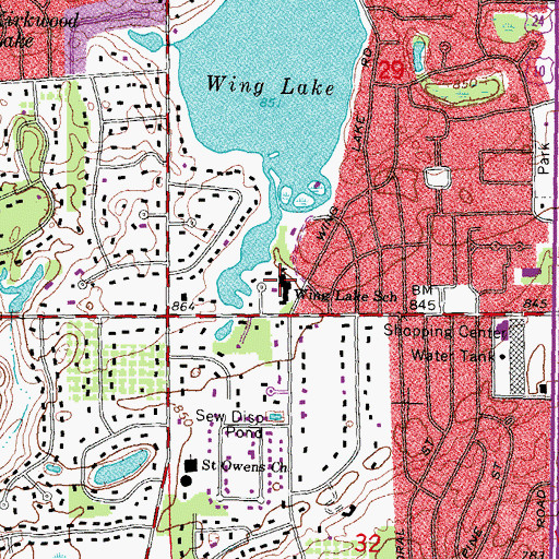 Topographic Map of Wing Lake School, MI