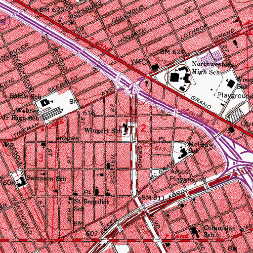 Topographic Map of Wingert School, MI