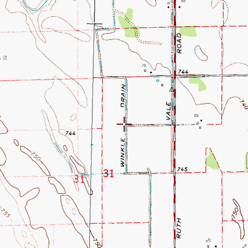 Topographic Map of Winkle Drain, MI