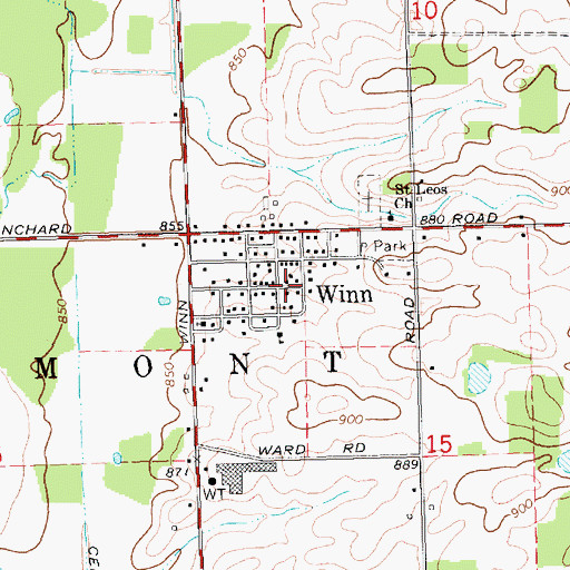 Topographic Map of Winn, MI