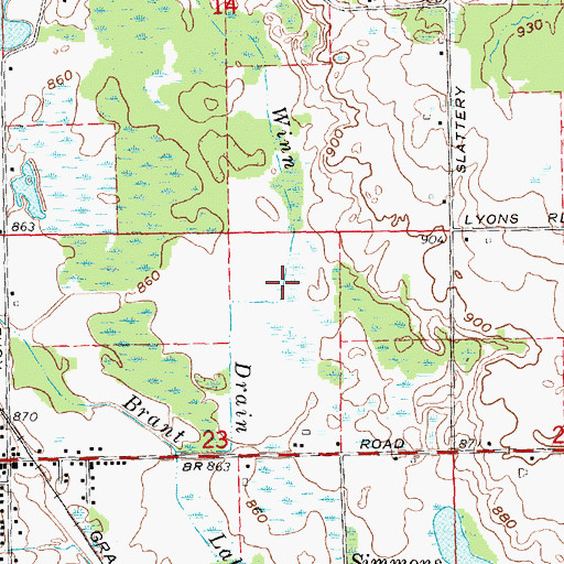 Topographic Map of Winn Drain, MI