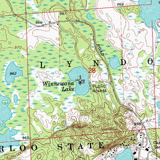 Topographic Map of Winnewana Lake, MI