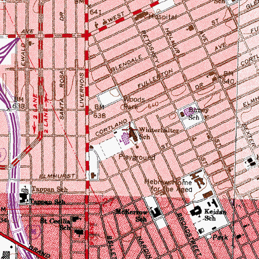 Topographic Map of Winterhalter School, MI
