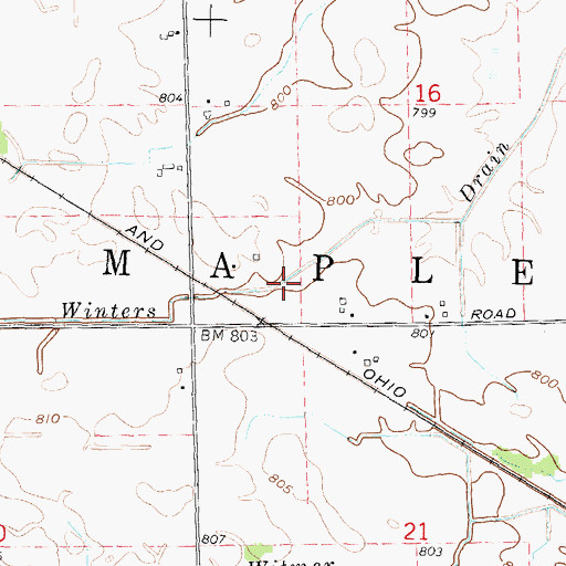 Topographic Map of Winters Drain, MI