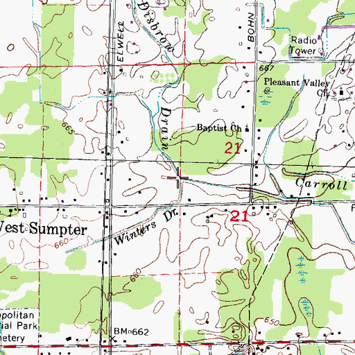 Topographic Map of Winters Drain, MI