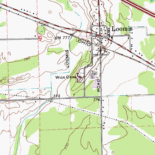 Topographic Map of Wise Cemetery, MI