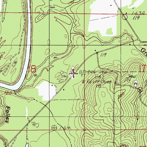 Topographic Map of First Marietta Church, AL