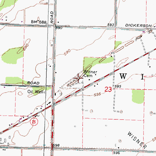Topographic Map of Wisner Cemetery, MI