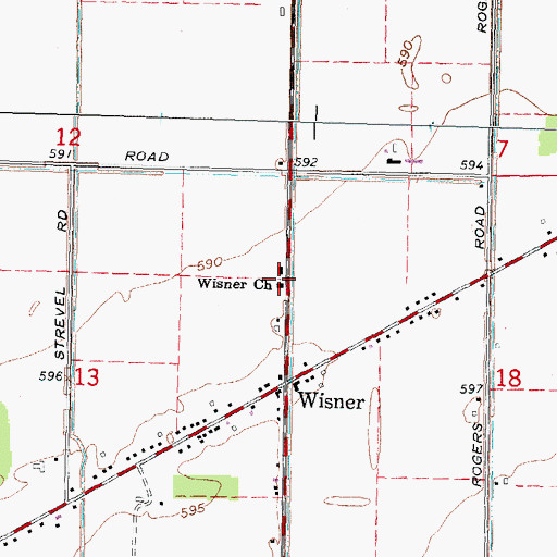 Topographic Map of Wisner Church, MI