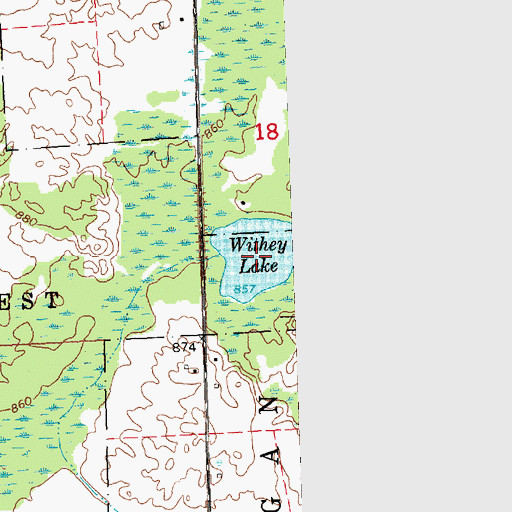 Topographic Map of Withey Lake, MI