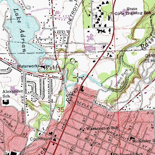 Topographic Map of Wolf Creek, MI