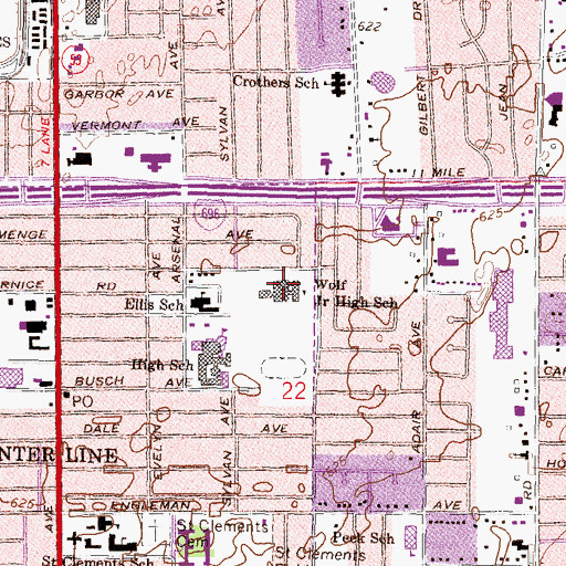 Topographic Map of Wolfe Middle School, MI