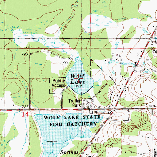 Topographic Map of Wolf Lake, MI