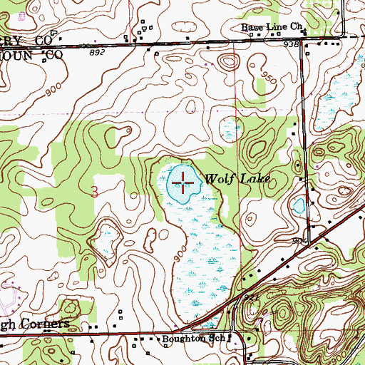 Topographic Map of Wolf Lake, MI