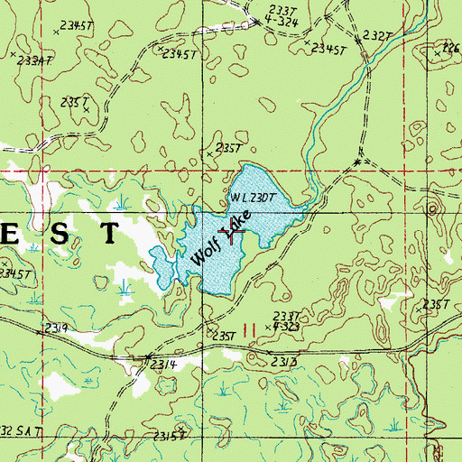 Topographic Map of Wolf Lake, MI