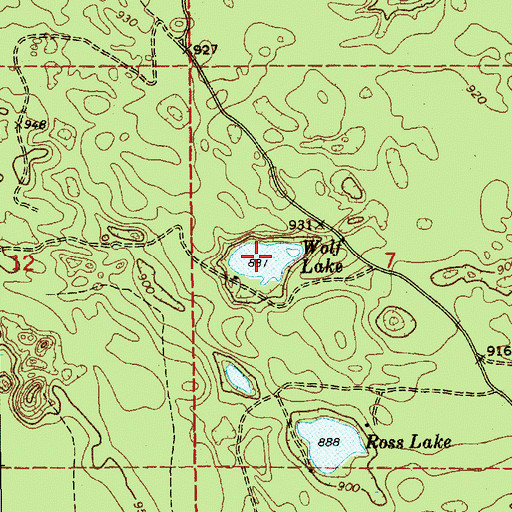 Topographic Map of Wolf Lake, MI