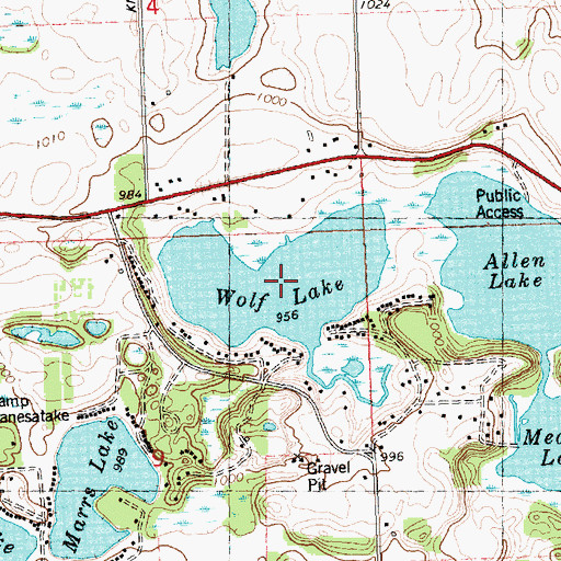 Topographic Map of Wolf Lake, MI