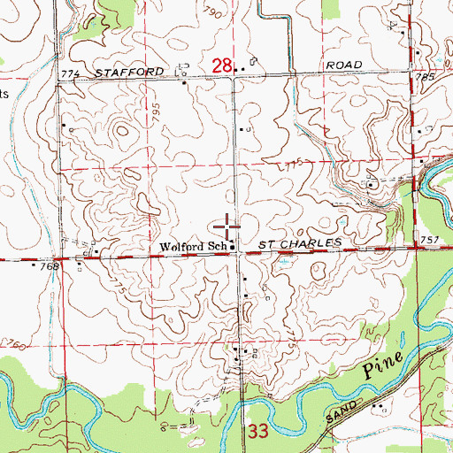 Topographic Map of Wolford School, MI