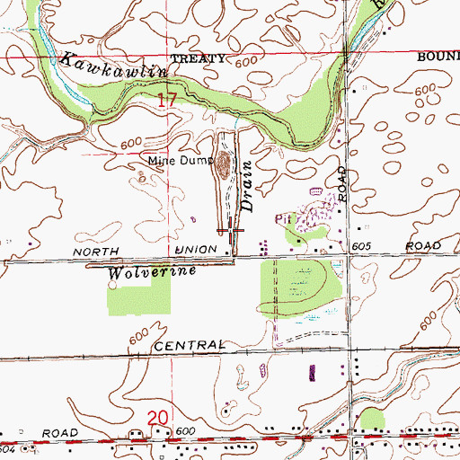 Topographic Map of Wolverine Drain, MI