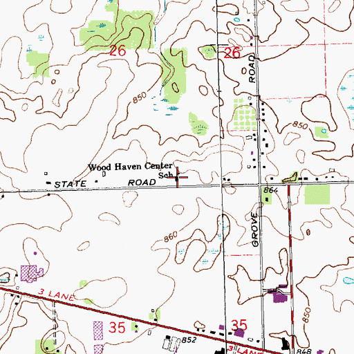 Topographic Map of Wood Haven Center School, MI