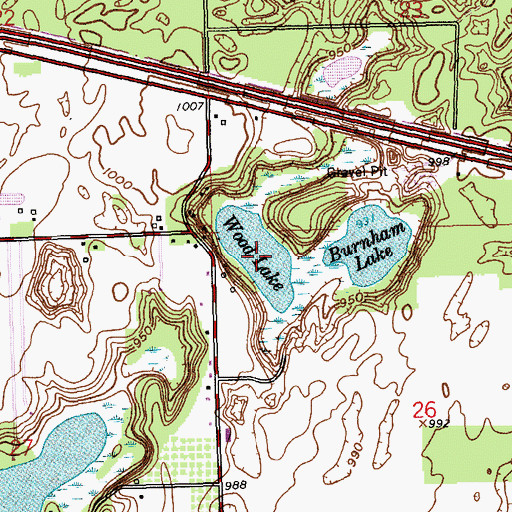 Topographic Map of Wood Lake, MI