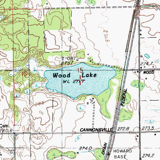 Topographic Map of Wood Lake, MI