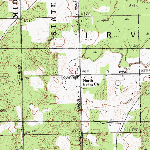 Topographic Map of Wood School, MI