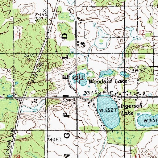 Topographic Map of Woodard Lake, MI