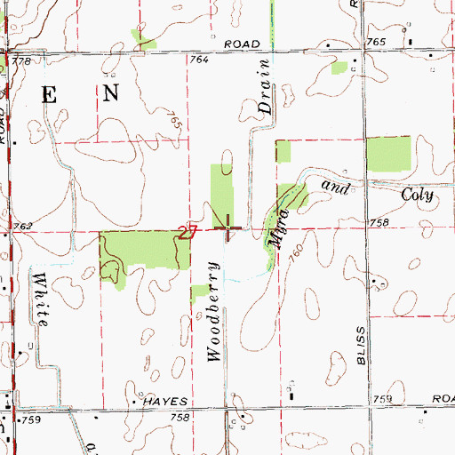 Topographic Map of Woodberry Drain, MI