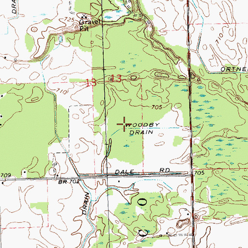 Topographic Map of Woodby Drain, MI