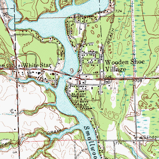 Topographic Map of Wooden Shoe Village, MI