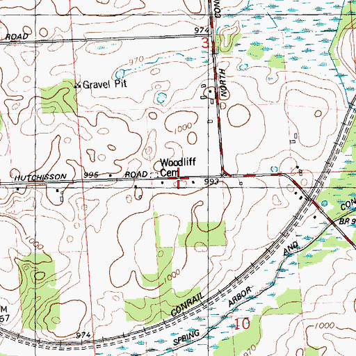 Topographic Map of Woodiff Cemetery, MI