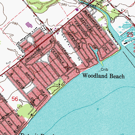 Topographic Map of Woodland Beach, MI