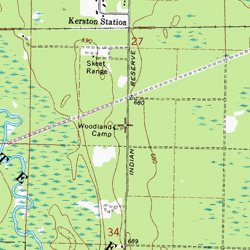 Topographic Map of Woodland Camp, MI
