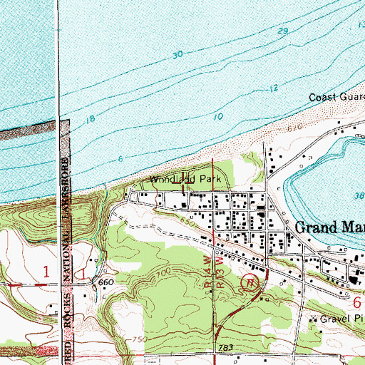 Topographic Map of Woodland Park, MI