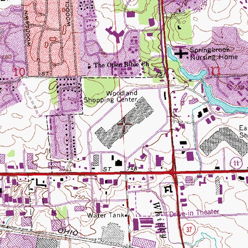 Topographic Map of Woodland Shopping Center, MI