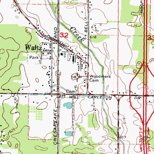 Topographic Map of Woodmere Cemetery, MI