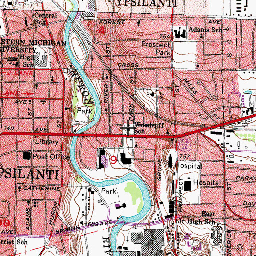 Topographic Map of New Beginnings Academy, MI