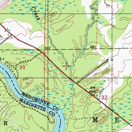 Topographic Map of Woods Creek, MI