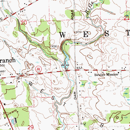Topographic Map of Woods Creek, MI