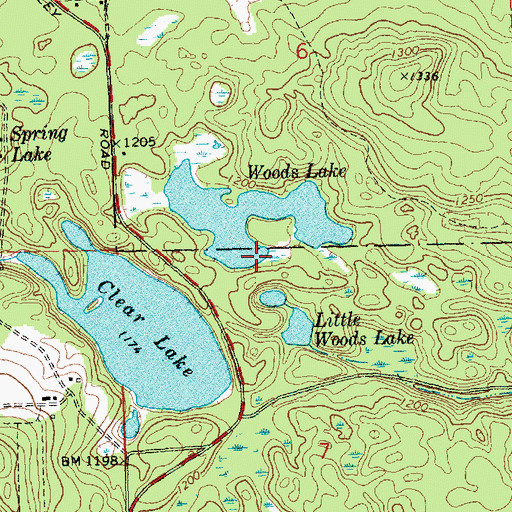 Topographic Map of Woods Lake, MI
