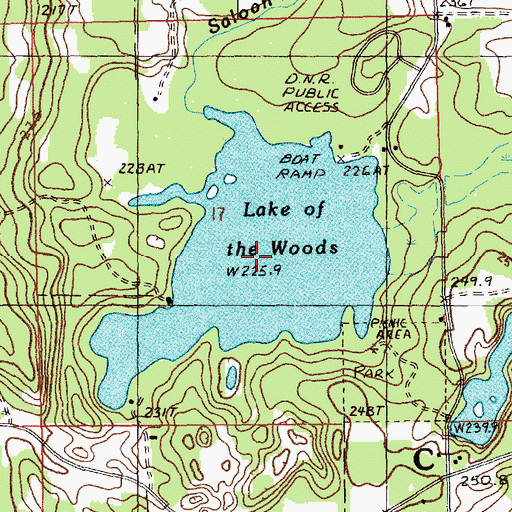 Topographic Map of Lake of the Woods, MI