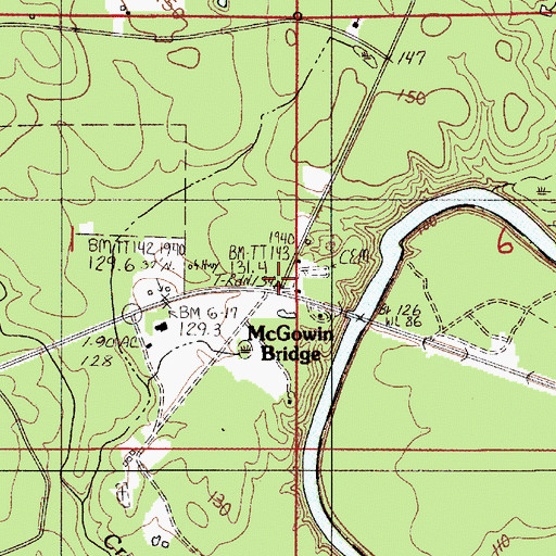 Topographic Map of McGowin Bridge, AL