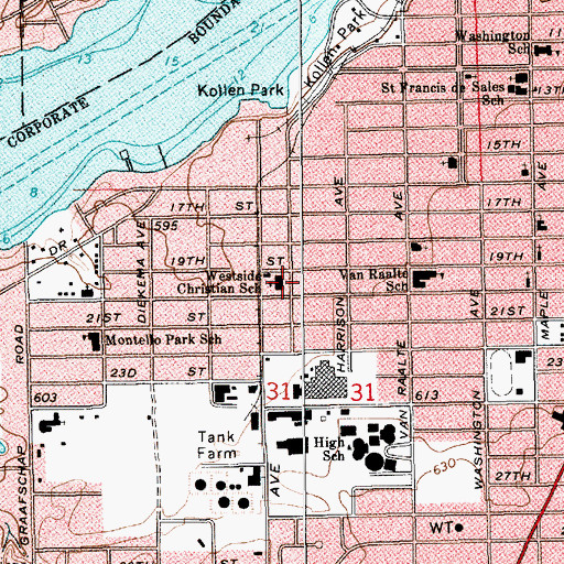 Topographic Map of Westside Christian School, MI